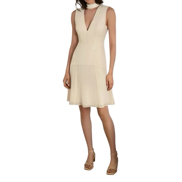 NWT Fame and Partners Women’s 12 Champage Open Back Choker Lima Mini Dress - Picture 1 of 9